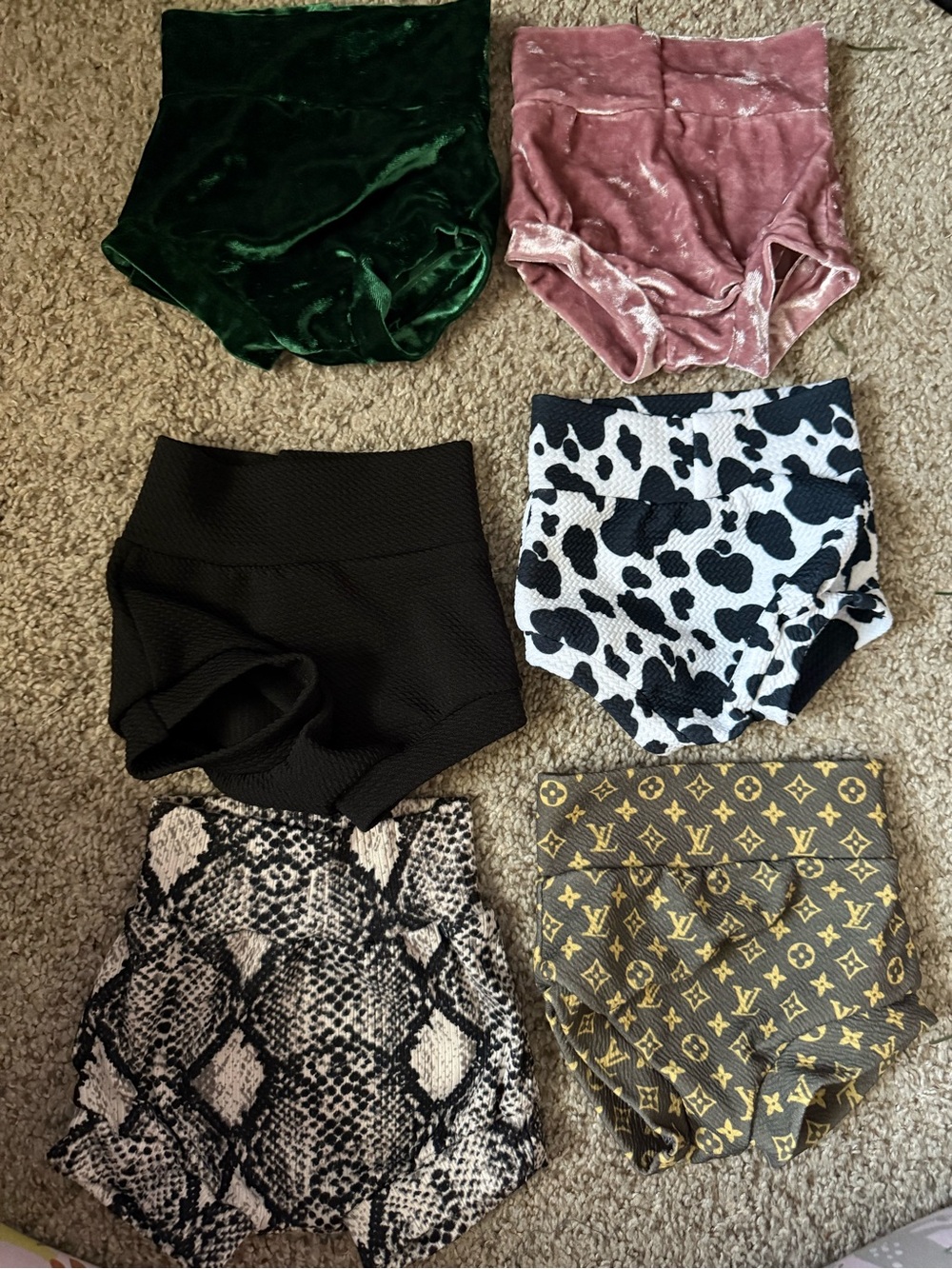 High-Waist Shorts Collection - Green, Pink, Black, Cow Print, Snake, Monogram